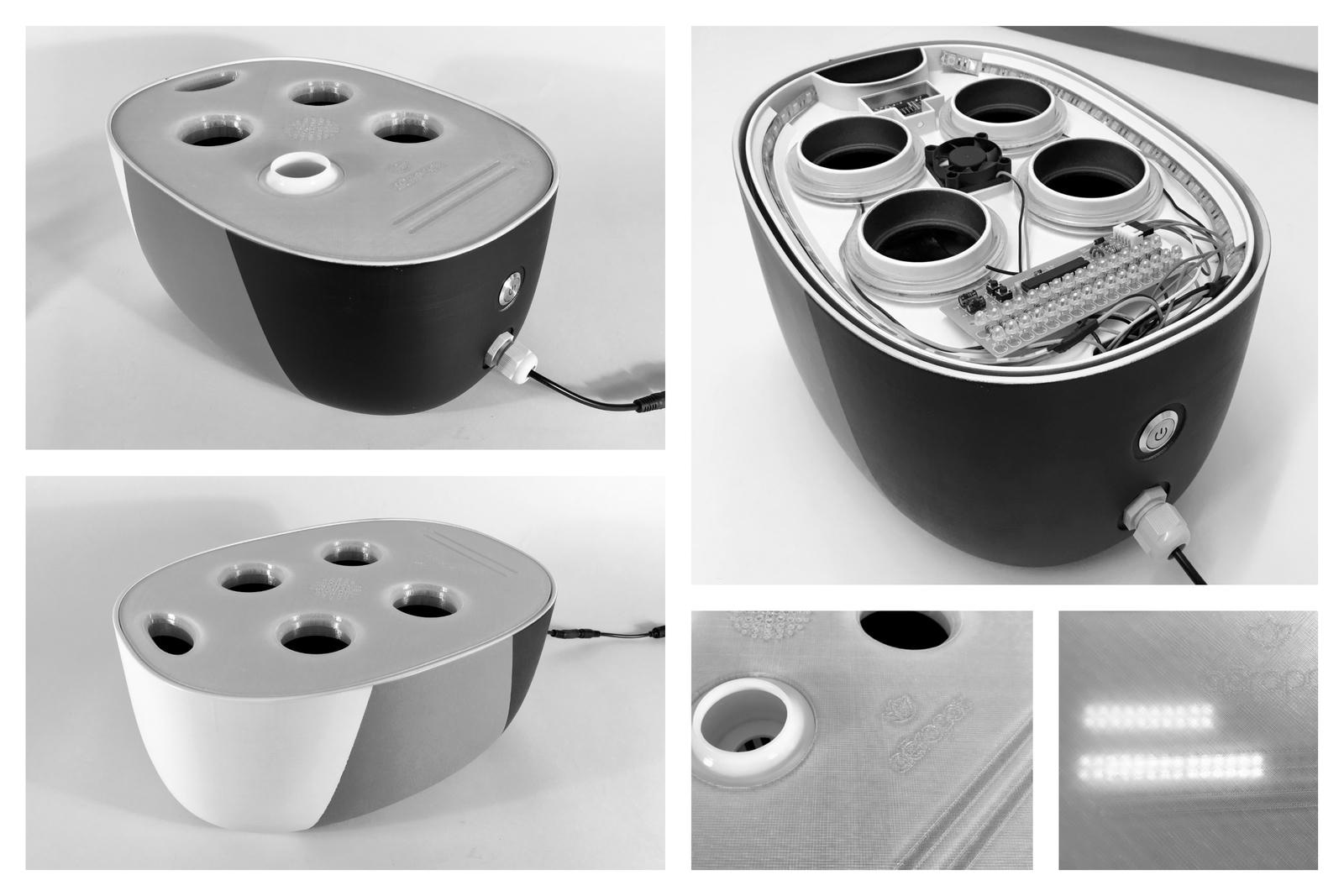 Collage of 3D printed Aéropot components