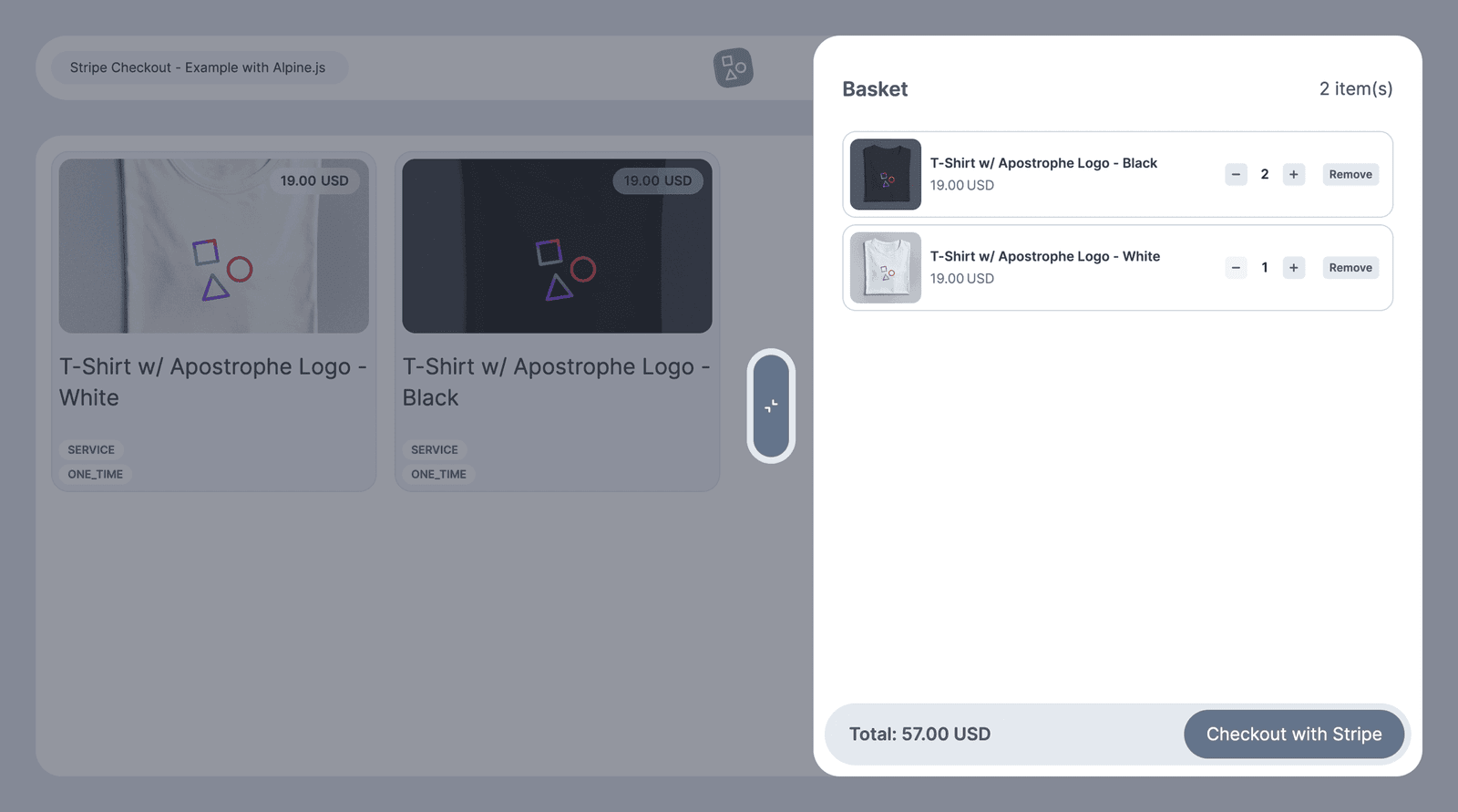 Stripe store built with Alpine.js - product details page