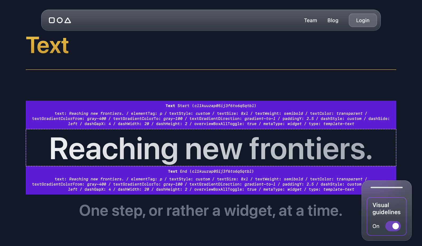 ApostropheCMS template widget displayed in live preview mode
