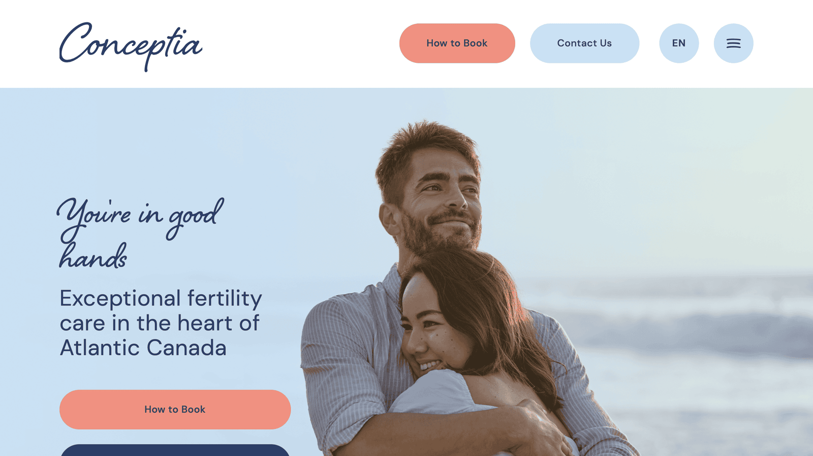 Conceptia Fertility landing page hero section