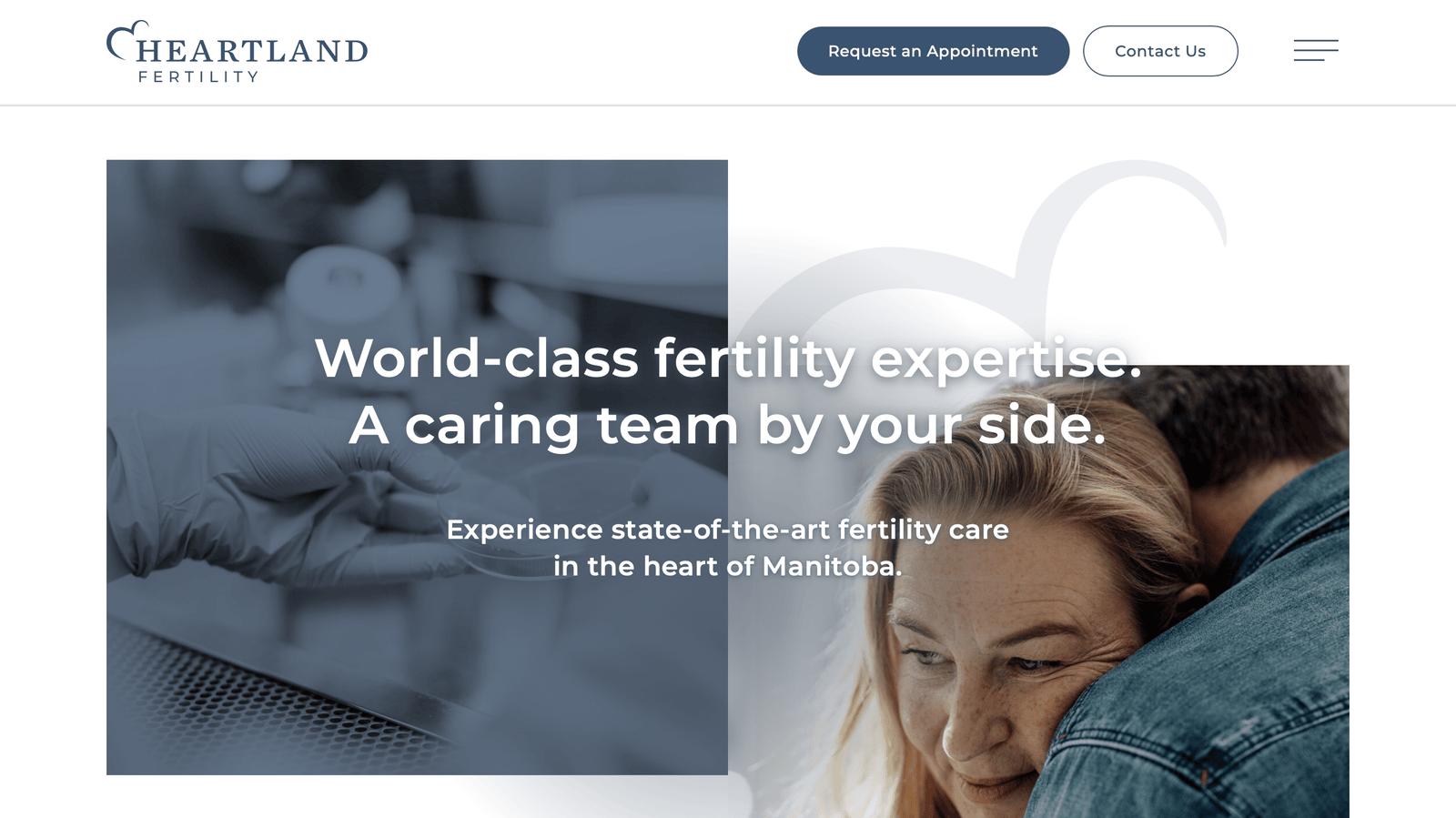 Heartland Fertility landing page hero section