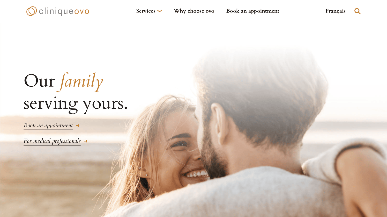 OVO Fertility landing page hero section